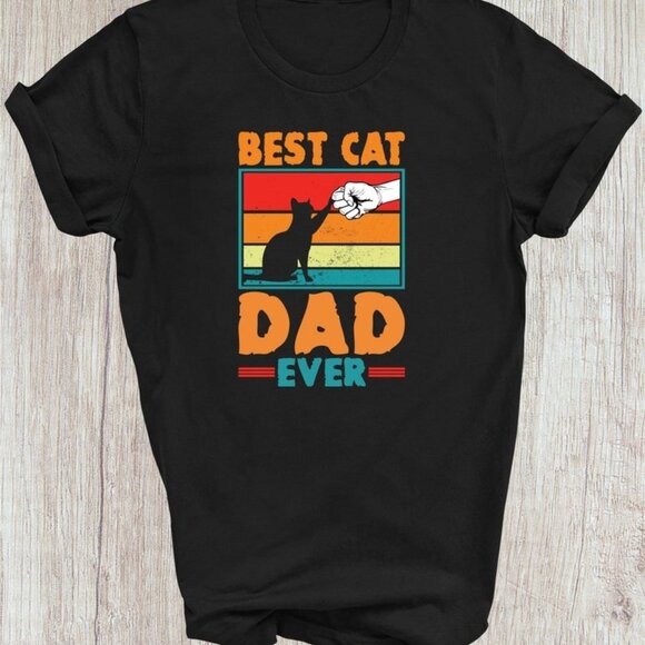 Gildan Other - Best Cat Dad Ever Graphics T-shirt, Funny Vintage Retro Graphics Shirt, Fathers